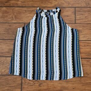 Apt 9 women's large lightweight sleeveless blouse white with chain patte…